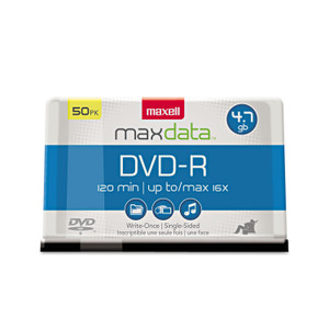 Maxell DVD-R Recordable Disc, 4.7 GB, 16x, Spindle, Gold, 50/Pack (MAX638011) View Product Image