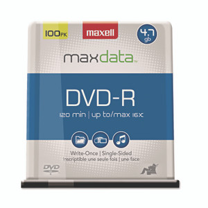 Maxell DVD-R Recordable Disc, 4.7 GB, 16x, Spindle, Gold, 100/Pack View Product Image