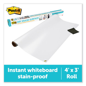 Post-it Dry Erase Surface, Laminate Film, 48" x 7 mil x 36", White View Product Image