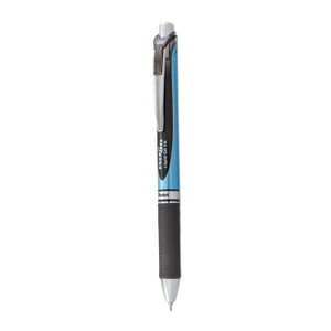 Pentel EnerGel RTX Gel Pen, Retractable, Fine 0.5 mm Needle Tip, Black Ink, Silver/Black Barrel (PENBLN75A) View Product Image