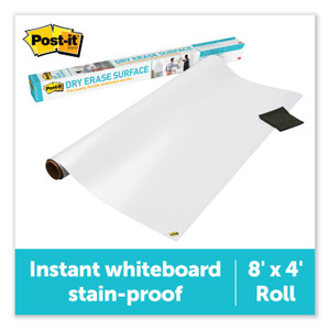 Post-it Dry Erase Surface, Laminate Film, 96" x 7 mil x 48", White View Product Image