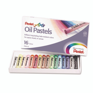 Pentel Oil Pastel Set With Carrying Case, 16 Assorted Colors, 0.38" dia x 2.38", 16/Pack View Product Image