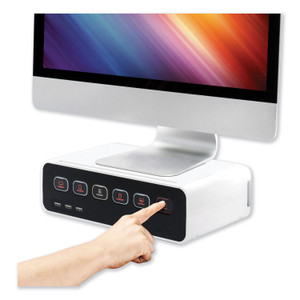 Kantek Cable Management Power Hub and Stand with USB Charging Ports, 5 Outlets, 3 USB, 6.5 ft Cord, White View Product Image
