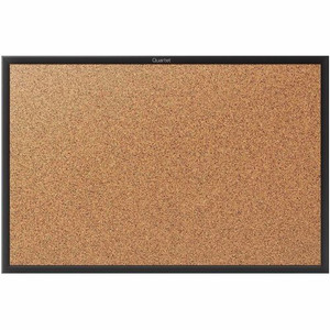 Quartet Classic Series Bulletin Board - 36" Board Height x 60" Board Width - Brown Natural Cork Surface - Self-healing, Durable, Sturdy - Black Aluminum Frame Product Image 