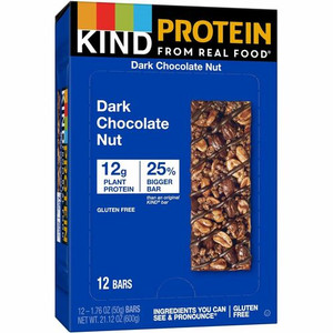 KIND Dark Chocolate Nut Protein Bars - Trans Fat Free, Low Sodium, Gluten-free, Individually Wrapped - Dark Chocolate Nut - 1.76 oz Product Image 