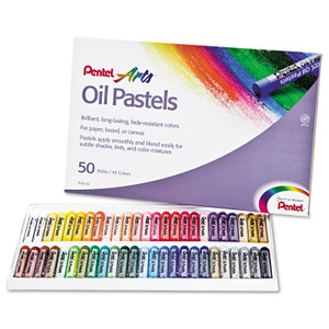 Pentel Oil Pastel Set With Carrying Case, 45 Assorted Colors, 0.38' dia x 2.38", 50/Pack (PENPHN50) View Product Image