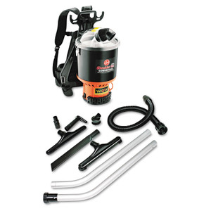 Hoover Commercial Backpack Vacuum, 6.4 qt Tank Capacity, Black (HVRC2401) View Product Image