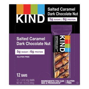 KIND Nuts and Spices Bar, Salted Caramel and Dark Chocolate Nut, 1.4 oz, 12/Pack (KND26961) View Product Image