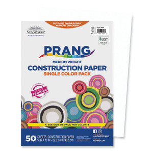 Prang SunWorks Construction Paper, 50 lb Text Weight, 9 x 12, Bright White, 50/Pack View Product Image