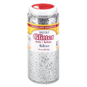 Pacon Spectra Glitter, 0.04 Hexagon Crystals, Silver, 16 oz Shaker-Top Jar View Product Image