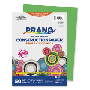 Prang SunWorks Construction Paper, 50 lb Text Weight, 9 x 12, Bright Green, 50/Pack View Product Image