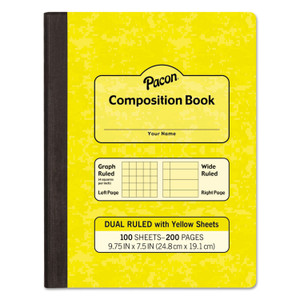 Pacon Composition Book, Wide/Legal Rule, Yellow Cover, (100) 9.75 x 7.5 Sheets View Product Image