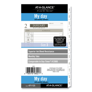 AT-A-GLANCE 1-Page-Per-Day Planner Refills, 6.75 x 3.75, White Sheets, 12-Month (Jan to Dec): 2024 View Product Image