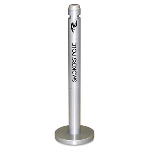 Rubbermaid Commercial Smoker's Pole, Round, Steel, 0.9 gal, 4 dia x 41h, Silver (RCPR1SM) View Product Image