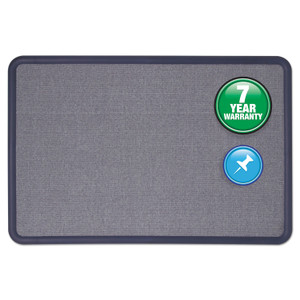 Quartet Contour Fabric Bulletin Board, 48" x 36", Light Blue Surface, Navy Blue Plastic Frame View Product Image