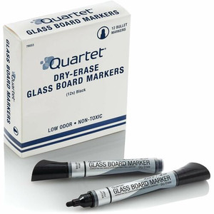 Quartet Premium Dry-Erase Markers for Glass Boards - Bullet Marker Point - Erasable - Black Ink Product Image 