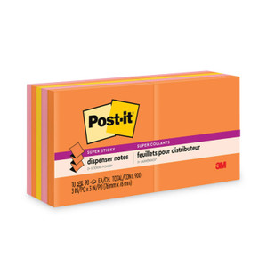 Post-it Dispenser Notes Super Sticky Pop-up 3 x 3 Note Refill, 3" x 3", Energy Boost Collection Colors, 90 Sheets/Pad, 10 Pads/Pack View Product Image