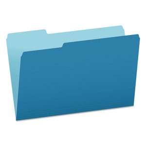 Pendaflex Colored File Folders, 1/3-Cut Tabs: Assorted, Legal Size, Blue/Light Blue, 100/Box (PFX15313BLU) View Product Image