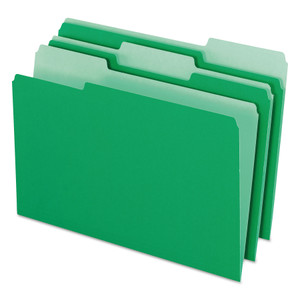 Pendaflex Colored File Folders, 1/3-Cut Tabs: Assorted, Legal Size, Green/Light Green, 100/Box (PFX15313BGR) View Product Image