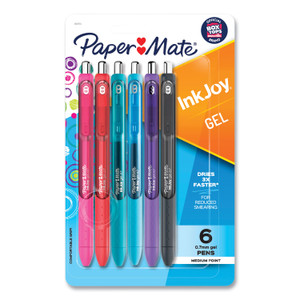 Paper Mate InkJoy Gel Pen, Retractable, Medium 0.7 mm, Assorted Ink and Barrel Colors, 6/Pack View Product Image