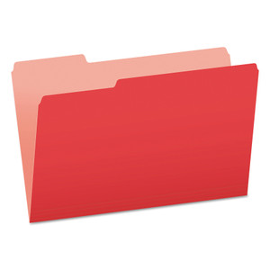 Pendaflex Colored File Folders, 1/3-Cut Tabs: Assorted, Legal Size, Red/Light Red, 100/Box (PFX15313RED) View Product Image