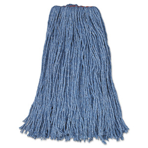 Rubbermaid Commercial Cotton/Synthetic Cut-End Blend Mop Head, 24 oz, 1" Band, Blue, 12/Carton View Product Image