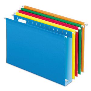 Pendaflex Extra Capacity Reinforced Hanging File Folders with Box Bottom w/ Tabs, 2" Capacity, Legal, 1/5-Cut Tabs, Asst Colors,25/BX View Product Image