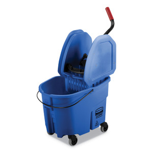 Rubbermaid Commercial WaveBrake 2.0 Bucket/Wringer Combos, Down-Press, 35 qt, Plastic, Blue (RCPFG757888BLUE) View Product Image