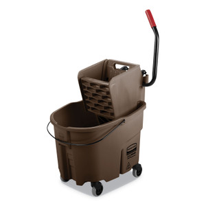 Rubbermaid Commercial WaveBrake 2.0 Bucket/Wringer Combos, Side-Press, 35 qt, Plastic, Brown (RCPFG758088BRN) View Product Image