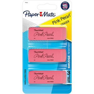 Paper Mate Pink Pearl Eraser - Pink - Rubber - 3 / Pack - (PAP70502) Product Image 