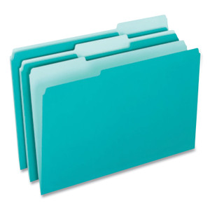 Pendaflex Interior File Folders, 1/3-Cut Tabs: Assorted, Letter Size, Aqua, 100/Box View Product Image