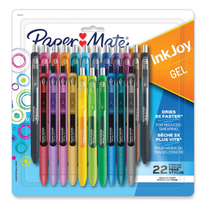 Paper Mate InkJoy Gel Pen, Retractable, Medium 0.7 mm, Assorted Ink and Barrel Colors, 22/Pack View Product Image