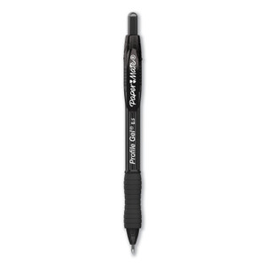 Paper Mate Profile Gel Pen, Retractable, Fine 0.5 mm, Black Ink, Translucent Black Barrel, Dozen (PAP2095468) View Product Image