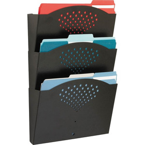 Safco Triple Letter-Size Steel Wall Pockets - 3 Pocket(s) - 18" Height x 12" Width x 3.50" Depth - Mar Resistant, Durable, Sturdy - Powder Coated - Black Product Image 