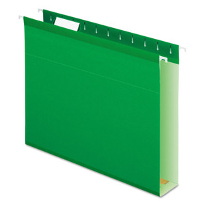 Pendaflex Extra Capacity Reinforced Hanging File Folders with Box Bottom, 2" Capacity, Letter Size, 1/5-Cut Tabs, Bright Green, 25/Box View Product Image