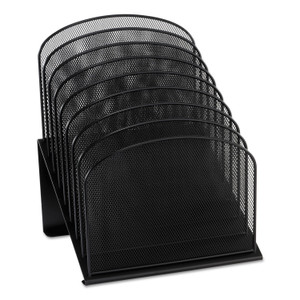 Safco Onyx Mesh Desk Organizer with Tiered Sections, 8 Sections, Letter to Legal Size Files, 11.75" x 10.75" x 14", Black (SAF3258BL) View Product Image