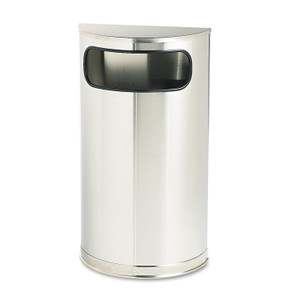 Rubbermaid Commercial European and Metallic Series Half-Round Waste Receptacle, 9 gal, Steel, Satin Stainless (RCPSO8SSSPL) View Product Image