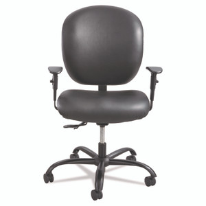 Safco Alday Intensive-Use Chair, Supports Up to 500 lb, 17.5" to 20" Seat Height, Black Vinyl Seat/Back, Black Base View Product Image