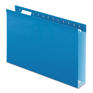 Pendaflex Extra Capacity Reinforced Hanging File Folders with Box Bottom, 2" Capacity, Legal Size, 1/5-Cut Tabs, Blue, 25/Box View Product Image