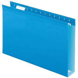 Pendaflex 1/5 Tab Cut Legal Recycled Hanging Folder - 8 1/2" x 14" - 2" Expansion - Pressboard, Poly - Blue - Water Resistant, Wear Resistant, Tear Proof, Infopocket Product Image 