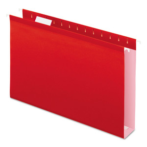 Pendaflex Extra Capacity Reinforced Hanging File Folders with Box Bottom, 2" Capacity, Legal Size, 1/5-Cut Tabs, Red, 25/Box View Product Image