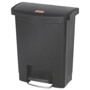 Rubbermaid Commercial Slim Jim Streamline Resin Step-On Container, Front Step Style, 8 gal, Polyethylene, Black View Product Image