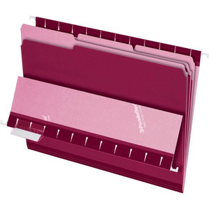 Pendaflex 1/3 Tab Cut Letter Recycled Top Tab File Folder - 8 1/2" x 11" - Burgundy - 10% Recycled Product Image 