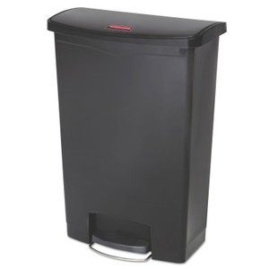 Rubbermaid Commercial Streamline Resin Step-On Container, Front Step Style, 24 gal, Polyethylene, Black (RCP1883615) View Product Image