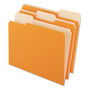 Pendaflex Interior File Folders, 1/3-Cut Tabs: Assorted, Letter Size, Orange, 100/Box View Product Image