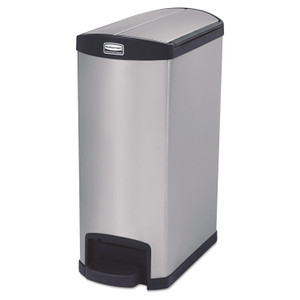 Rubbermaid Commercial Slim Jim Stainless Steel Step-On Container, End Step Style, 13 gal, Stainless Steel, Black (RCP1901993) View Product Image