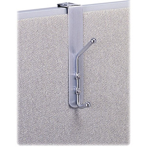 Safco Over-the-Panel Coat Hook - 2 Hooks - 8.5" Height x 1.5" Width - for Garment - Steel, Aluminum Product Image 