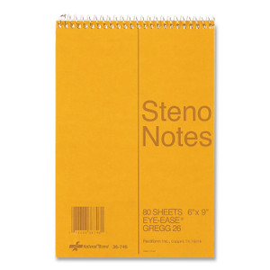 National Standard Spiral Steno Pad, Gregg Rule, Brown Cover, 80 Eye-Ease Green 6 x 9 Sheets (RED36746) View Product Image