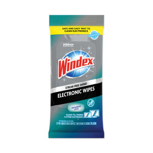 Windex Electronics Cleaner, 1-Ply, 7 x 10, Neutral Scent, White, 25 Wipes (SJN319248EA) View Product Image