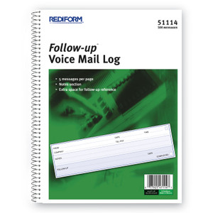 Rediform Follow-up Wirebound Voice Mail Log Book, One-Part (No Copies), 7.5 x 2, 5 Forms/Sheet, 500 Forms Total View Product Image